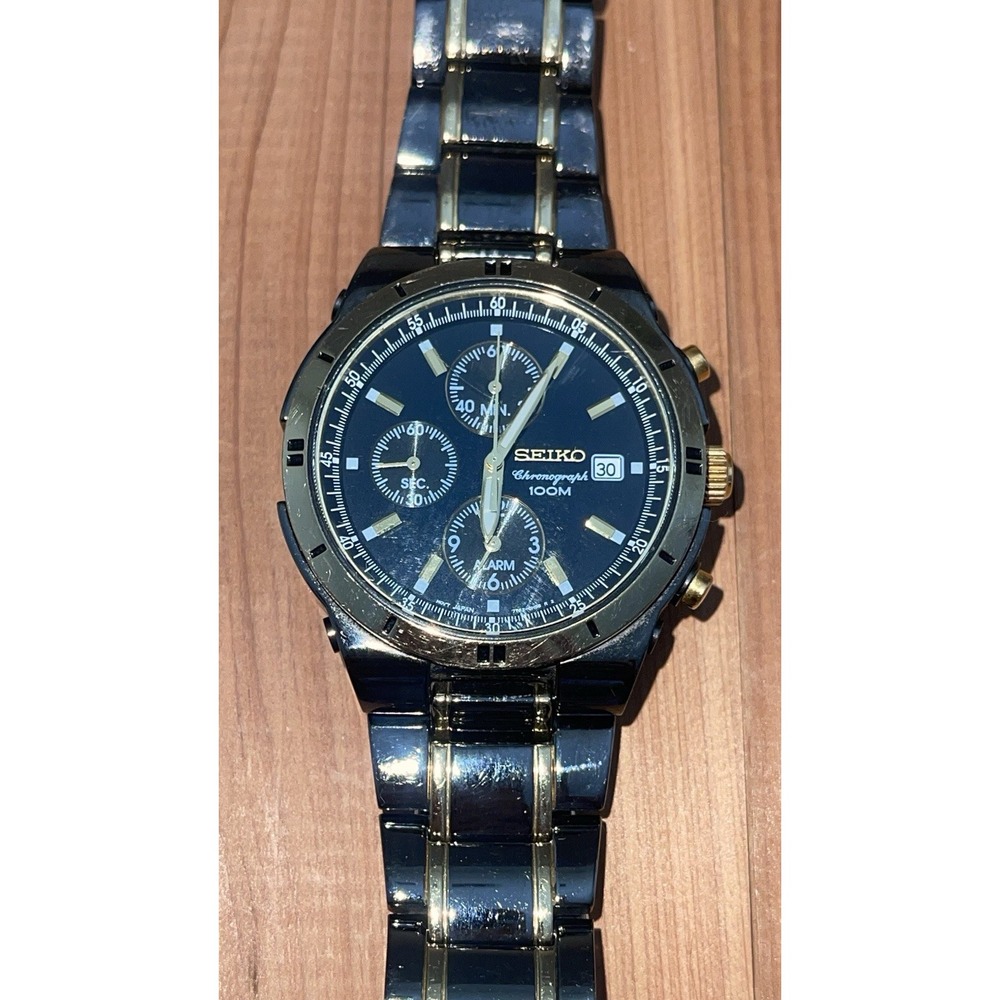 Seiko Chronograph 38mm Two Tone Ceramic Watch 724122. 7T62OFYO A4